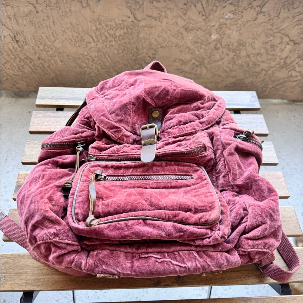 Free People Malta Velvet Backpack Sepia Rose - Picture 4 of 8